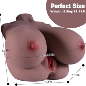 12.8LB Sex Dolls Big Boobs Male Masturbator Adult Sex Toys for Men Realistic Sex Doll Boob Torso Sex Toy for Men with Soft Jelly Breasts & Tight Vagina, Pocket Pussy (Brown)