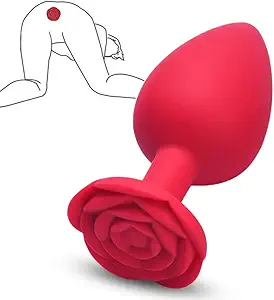 Anal Plug Butt Plug Rose Sex Toy for Adults Women Men Silicone Anal Training Toy Prostate Massager for Female Male Anal Stimulator Comfortable Long-Term Wear