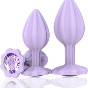 Anal Plug Anal Training Kit,3PCS Jeweley Silicone Butt Plug, Anal Sex Toys Adult Sex Toys Games Small Butt Plug, Beginner Anal Toys for Adult Unisex (Purple)